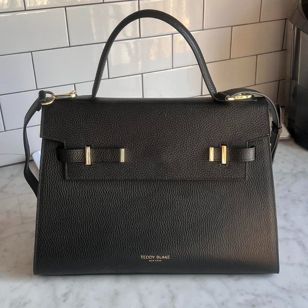 NEW Teddy Blake black leather tote bag #leatherbag -- Ava 14" - Black